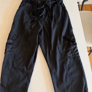 Black Womens Cargo Pants with silk pockets